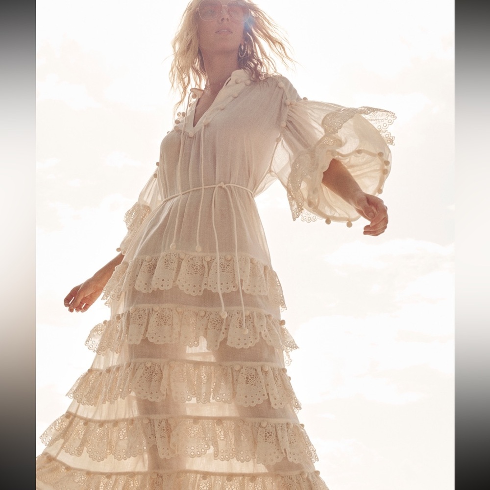 NWT ZIMMERMANN LYRE TRIM TIERED DRESS